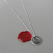 Load image into Gallery viewer, Rampant Lion Crest Wax Seal Necklace - Antique Silver Bravery Jewelry