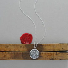 Load image into Gallery viewer, Rampant Lion Crest Wax Seal Necklace - Antique Silver Bravery Jewelry