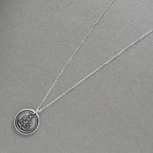 Load image into Gallery viewer, Rampant Lion Crest Wax Seal Necklace - Antique Silver Bravery Jewelry