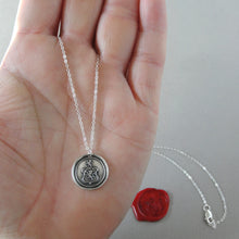 Load image into Gallery viewer, Rampant Lion Crest Wax Seal Necklace - Antique Silver Bravery Jewelry