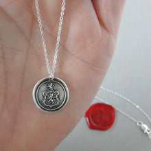 Load image into Gallery viewer, Rampant Lion Crest Wax Seal Necklace - Antique Silver Bravery Jewelry