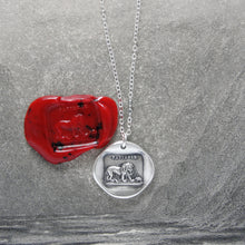 Load image into Gallery viewer, Lion and Mouse Wax Seal Necklace - Silver Aesop Fable Jewelry