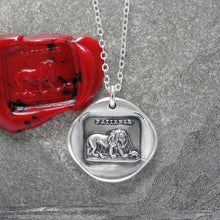 Load image into Gallery viewer, Lion and Mouse Wax Seal Necklace - Silver Aesop Fable Jewelry