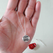 Load image into Gallery viewer, Lion and Mouse Wax Seal Necklace - Silver Aesop Fable Jewelry