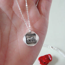 Load image into Gallery viewer, Lion and Mouse Wax Seal Necklace - Silver Aesop Fable Jewelry