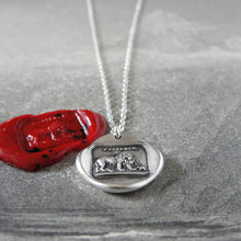 Load image into Gallery viewer, Lion and Mouse Wax Seal Necklace - Silver Aesop Fable Jewelry