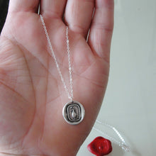 Load image into Gallery viewer, I Live But In Tears - Silver Rose Wax Seal Necklace With Sadness Quote - RQP Studio
