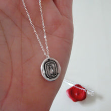 Load image into Gallery viewer, I Live But In Tears - Silver Rose Wax Seal Necklace With Sadness Quote - RQP Studio