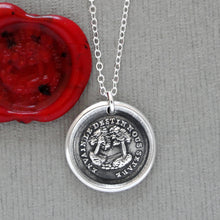 Load image into Gallery viewer, In Vain Destiny Separates Us - Silver Wax Seal Necklace With Trees
