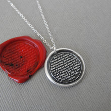 Load image into Gallery viewer, Lord's Prayer Wax Seal Necklace - Antique Silver Wax Seal Charm Jewelry Our Father