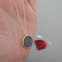 Load image into Gallery viewer, Lord's Prayer Wax Seal Necklace - Antique Silver Wax Seal Charm Jewelry Our Father