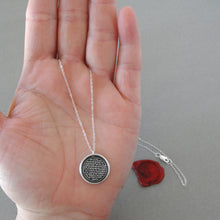 Load image into Gallery viewer, Lord's Prayer Wax Seal Necklace - Antique Silver Wax Seal Charm Jewelry Our Father