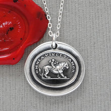 Load image into Gallery viewer, Love Conquers All - Silver Wax Seal Necklace Cupid And Lion - RQP Studio
