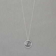 Load image into Gallery viewer, Lucky Clover Wax Seal Necklace - Hold Fast Good Luck Motto Antique Silver Shamrock Wax Seal Jewelry