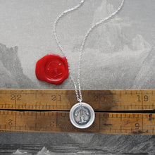 Load image into Gallery viewer, With A Strong Hand - Silver Wax Seal Necklace With Dagger Manu Forti