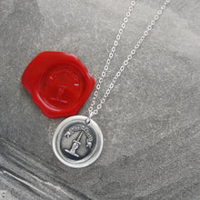 Load image into Gallery viewer, With A Strong Hand - Silver Wax Seal Necklace With Dagger Manu Forti