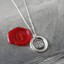 Load image into Gallery viewer, With A Strong Hand - Silver Wax Seal Necklace With Dagger Manu Forti