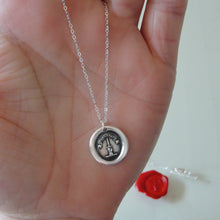 Load image into Gallery viewer, With A Strong Hand - Silver Wax Seal Necklace With Dagger Manu Forti