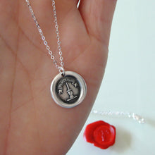 Load image into Gallery viewer, With A Strong Hand - Silver Wax Seal Necklace With Dagger Manu Forti