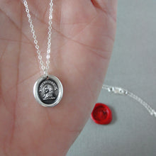 Load image into Gallery viewer, Meditate - Lion Wax Seal Necklace - Antique Silver Meditation Mantra Jewelry