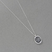 Load image into Gallery viewer, Meditate - Lion Wax Seal Necklace - Antique Silver Meditation Mantra Jewelry