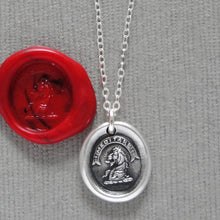 Load image into Gallery viewer, Meditate - Lion Wax Seal Necklace - Antique Silver Meditation Mantra Jewelry