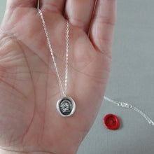 Load image into Gallery viewer, Meditate - Lion Wax Seal Necklace - Antique Silver Meditation Mantra Jewelry