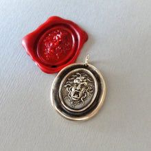 Load image into Gallery viewer, Medusa Wax Seal Pendant - Guardian Protectress - antique wax seal charm jewelry Greek Mythology Gorgoneion protective amulet
