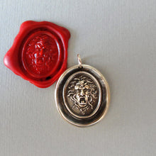 Load image into Gallery viewer, Medusa Wax Seal Pendant - Guardian Protectress - antique wax seal charm jewelry Greek Mythology Gorgoneion protective amulet