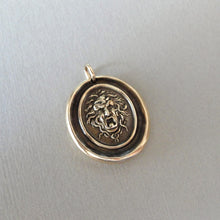 Load image into Gallery viewer, Medusa Wax Seal Pendant - Guardian Protectress - antique wax seal charm jewelry Greek Mythology Gorgoneion protective amulet