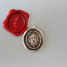 Load image into Gallery viewer, Medusa Wax Seal Pendant - Guardian Protectress - antique wax seal charm jewelry Greek Mythology Gorgoneion protective amulet