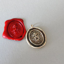 Load image into Gallery viewer, Medusa Wax Seal Pendant - Guardian Protectress - antique wax seal charm jewelry Greek Mythology Gorgoneion protective amulet