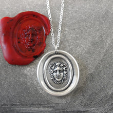 Load image into Gallery viewer, Medusa Wax Seal Necklace - Silver Guardian Protectress Mythical Gorgon