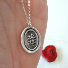 Load image into Gallery viewer, Medusa Wax Seal Necklace - Silver Guardian Protectress Mythical Gorgon