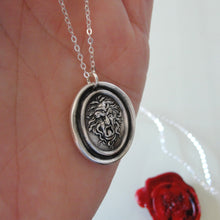 Load image into Gallery viewer, Medusa - Silver Wax Seal Necklace - Guardian Protectress Gorgoneion Protective Amulet - RQP Studio