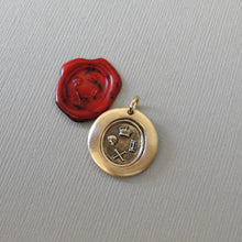 Load image into Gallery viewer, Memento Mori Wax Seal Pendant - Skull Bones Crown Antique Bronze Wax Seal Jewelry