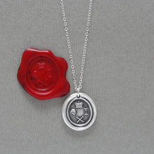 Load image into Gallery viewer, Memento Mori Silver Wax Seal Necklace - Skull Bones Crown of Life Remember Your mortality Jewelry