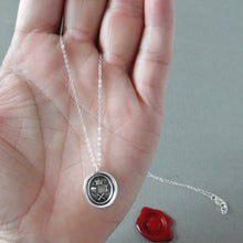 Load image into Gallery viewer, Memento Mori Silver Wax Seal Necklace - Skull Bones Crown of Life Remember Your mortality Jewelry