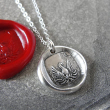 Load image into Gallery viewer, Mythical Phoenix Rising From The Ashes - Silver Wax Seal Necklace - RQP Studio