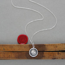 Load image into Gallery viewer, Wax Seal Necklace Who Neglects Me Loses Me - Silver Antique Wax Seal Birdcage Jewelry