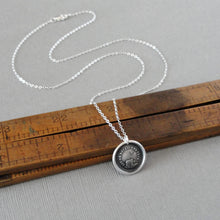 Load image into Gallery viewer, Wax Seal Necklace Who Neglects Me Loses Me - Silver Antique Wax Seal Birdcage Jewelry