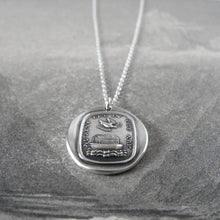 Load image into Gallery viewer, Silver Noah's Ark Wax Seal Necklace - No Rest But In The Ark - RQP Studio
