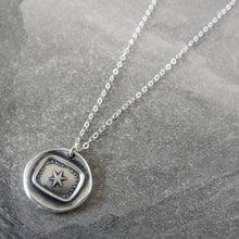 Load image into Gallery viewer, Star Silver Wax Seal Necklace - Guiding Light Protection Polaris Antique Wax Seal Jewelry - RQP Studio