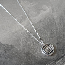 Load image into Gallery viewer, Star Silver Wax Seal Necklace - Guiding Light Protection Polaris Antique Wax Seal Jewelry - RQP Studio