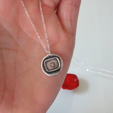 Load image into Gallery viewer, Star Silver Wax Seal Necklace - Guiding Light Protection Polaris Antique Wax Seal Jewelry - RQP Studio