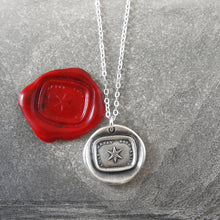 Load image into Gallery viewer, Star Silver Wax Seal Necklace - Guiding Light Protection Polaris Antique Wax Seal Jewelry - RQP Studio