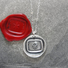 Load image into Gallery viewer, Star Silver Wax Seal Necklace - Guiding Light Protection Polaris Antique Wax Seal Jewelry - RQP Studio