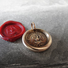 Load image into Gallery viewer, Phoenix Wax Seal Charm - Rise Again - antique wax seal jewelry pendant French motto I Suffer Alone - RQP Studio
