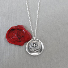 Load image into Gallery viewer, Phoenix Wax Seal Necklace - Courage And Its Reward Antique Silver Wax Seal Charm Jewelry