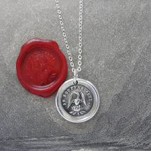 Load image into Gallery viewer, Phoenix Wax Seal Necklace - I Suffer Alone - antique Mythical Phoenix in silver - RQP Studio